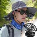 Pack of 2 Solar Powered Hat Fan Portable Cooling Clip on Solar Fan for Summer Traveling Fishing Climbing Outdoor