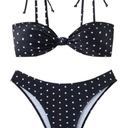 Milumia Women's Polka Dots Bikini Sets 2 Piece High Cut Tie Shoulder Swimsuit Beachwear Multicolor Medium