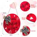 Namalu Happy Valentine's Day Door Sign Decorations Red Heart Wooden Door Hanger Valentines Hanging Ornaments Plaque with Bow Wreath for Indoor Outdoor Home Wall Porch Window Decor(Round)