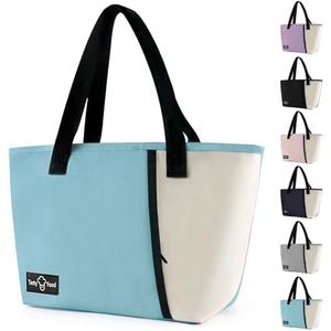 Pack of 3 Aebor Lunch Bag for Women Men, Reusable Lunch Tote Lunch Box, Large Capacity Leakproof Lunch Tote Bags with Front Pocket for Work Office Picnic or Travel (Light Blue)