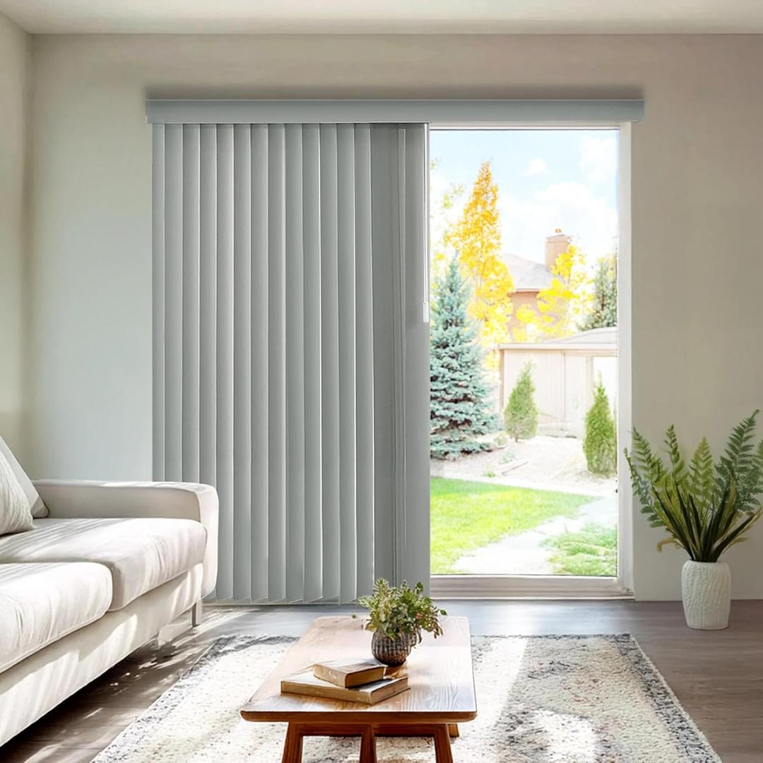 CHICOLOGY Vertical Blackout Blinds , Door Blinds & Shades, Window Shade for Sliding Doors, Oxford Grey (Vinyl) 78"W X 84"H