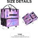 Large Reusable Grocery Bag On Wheels, 130L Large-Capacity Foldable Shopping Trolley, Lightweight with 5 Swivel Wheels, Multiple Pockets, Zippered Top & Heavy Duty Handles, for Shopping, Moving, Purple