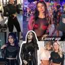 Avidlove Women's Mesh Tops Long Sleeve See Through Tee Shirt Crop Sheer Blouse Sexy Clubwear XS-4XL (Black, XS)