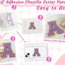 2 x 6Pcs Self Adhesive Chenille Letter Patches Preppy 2inch A-Z Varsity Letter Patches Sew On Embroidered Repair Patch for Clothes Hats Bags Letter Stickers for Laptop Fridge DIY Gift (Purple L)