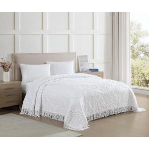 Beatrice Home Fashions King, White, Lotus Medallion 100% Cotton Chenille Bedspread, Soft, Cozy, Lightweight, Fringe Beatrice Home Fashions King, White, Lotus Medallion 100% Cotton Chenille Bedspread, Soft, Cozy, Lightweight, Fringe
