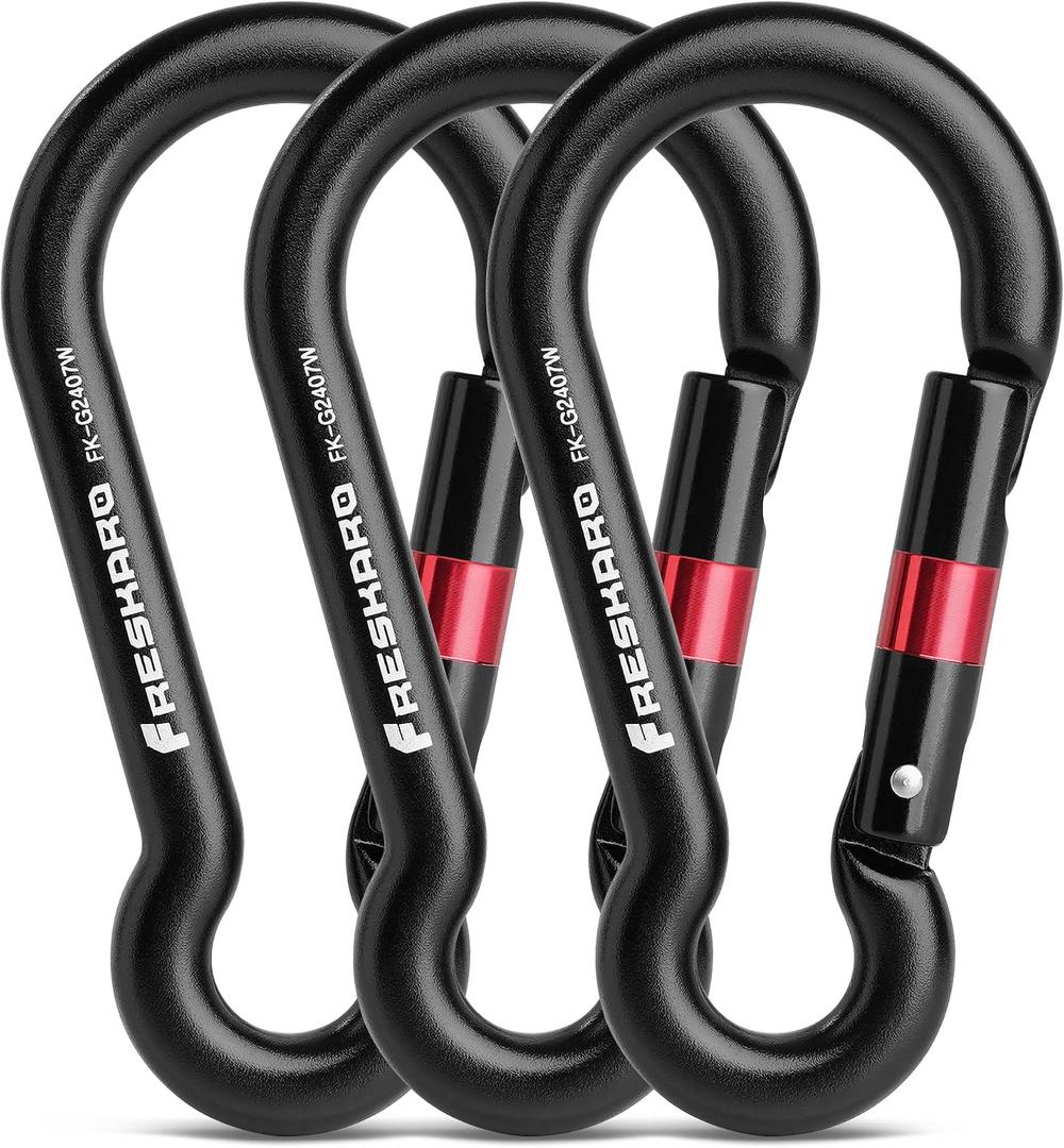 FresKaro 3inch 7kN-1575lbs Spring Snap Carabiners, Heavy Duty AL7075 Material-Lightweight & High Strength, Unique Designed Hook for Camping, Hiking, Fishing & Fitness Accessories, Multiple Colors