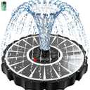 SZMP Solar Fountain, Works in Cloudy with 2000mAh Battery Backup, Glass Solar Powered Bird Bath Fountain with Smart Status Indicators, 3.5W, 8 Nozzles, for Garden, Outdoor (White)
