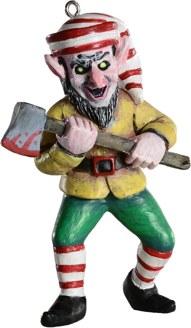 Killer Elf (New) Horror Ornament - Scary Prop and Decoration for Halloween, Christmas, Parties and Events - R.A. Mihailoff Series - by HorrorNaments