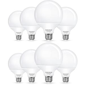 8 Pack G25 Vanity Light Bulb, LED Globe Bulbs for Bathroom Vanity Mirror, 60W Light Bulbs Equivalent, Brightness 5000K Daylight E26 Base Bulb, 6W LED for Round Makeup Mirror Lighting Non Dimmable