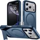 for iPhone 17 Pro Max Case with Kickstand,[Compatible with Magsafe] Slim Translucent Matte,Military-Grade Protection & Anti-Yellowing,Magnetic Phone Case for iPhone 17 Pro Max,Blue