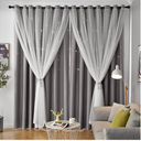 Star Curtains Blackout Curtains for Bedroom Kids Room Curtains Nursery Curtains Double Layer Curtains Kids Curtains for Boys, Blackout Curtains 108 Inches Long, Grey Curtains, 52 X 108 Inches