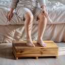 TINAMO 6.5" One Step Stool for Elderly, Acacia Wood High Riser Step Stool for Bed - 550 Lbs Wooden Mobility Stepping Stools for Adults, Kids/Bedside, Bathroom, Kitchen, Garden (Acacia, 6.5" Height)