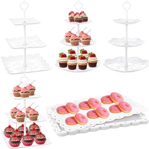 EI 10Pack White Cake Stand Serving Trays for Party,Dessert Table Display Set,3 Tier Cupcake Stands Appetizer Trays for Birthday Wedding Anniversary