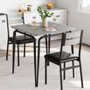 Dining Table for 2, Small Table and Chairs Set of 2, Square Dinette Set for 2, Dinner Table Set, 3 Piece Kitchen & Dining Room Sets for Small Space, Apartment (Gray, Dining Table with 2 Chairs) (Grey)