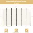 Kokorona 6 Panel Room Divider, 6FT Tall Folding Privacy Screen Wall Dividers, Portable Privacy Screen Freestanding Room Divider for Room Separation, Included - Gap Strips, Beige, 120''W x 72''H
