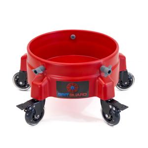 GRIT GUARD Bucket Dolly with Wheels - Rolling Detailing Wash Bucket with 5 Wheels and 2 Locking Casters Compatible with 2.5, 4, 5 and 6 Gallon Buckets (Red, 3" Roller Bearing)