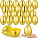 Leitee 24 Pcs Fillable Easter Eggs 3.15'' Golden Metallic Easter Eggs Plastic Golden Box for Filling Treats Chicks Theme Party Favor Hunting Basket Stuffers Fillers