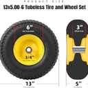 AR-PRO (2-Pack) 13x5.00-6 Front Tire and Wheel Assembly - Replacement Tubeless Turf Tire with Rim for Riding Lawn Mower - 3"-6" Offset Hub and 3/4" or 5/8" Bushings, 300 lbs Load (Yellow)