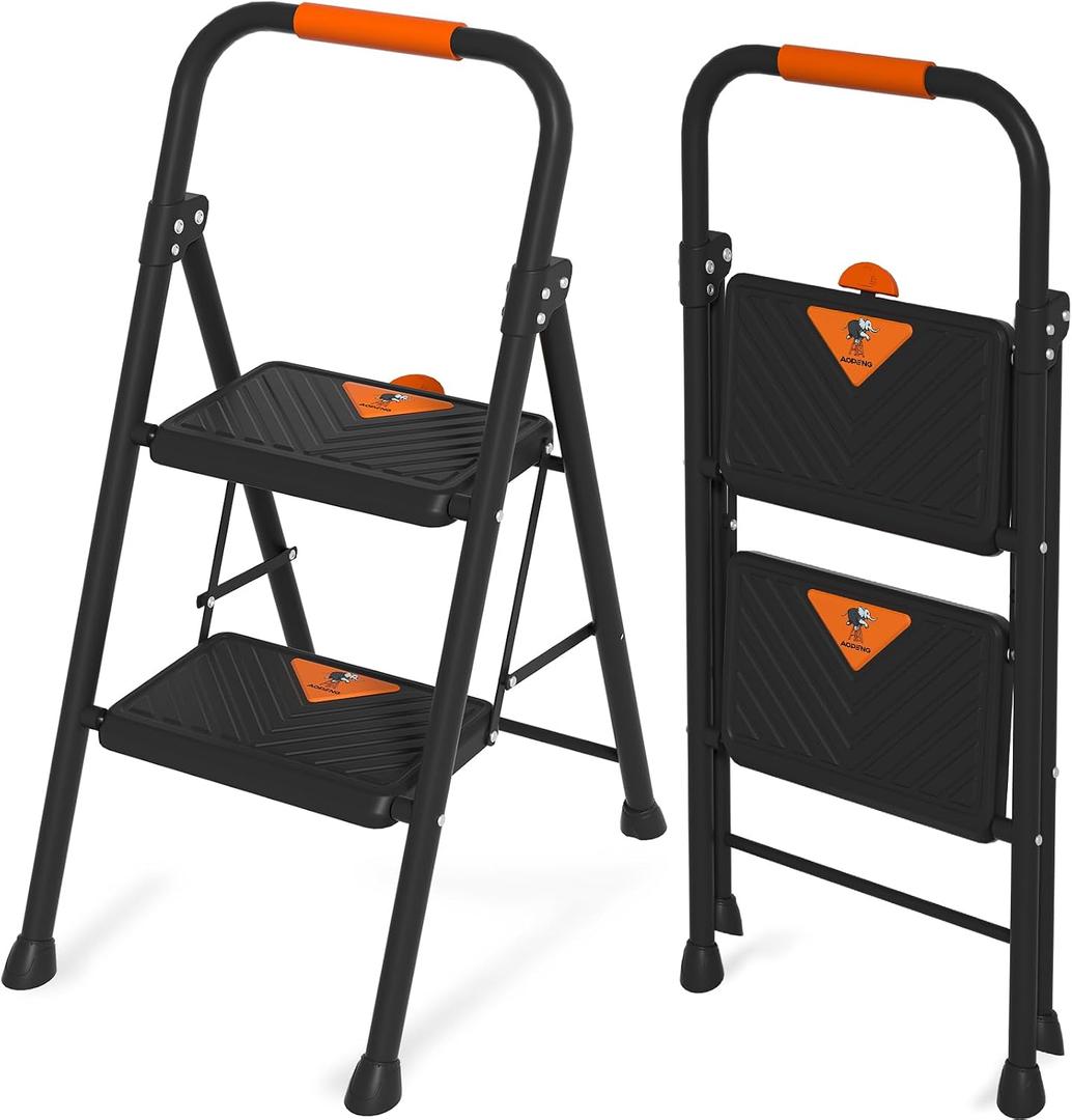 2 Step Ladder,2 Step Ladder Folding Step Stool with Extra Large