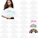 Jetec 10 Pieces Pcs Sublimation Blank Fans for Line Dancing Boots on The Ground 13" White Heat Thermal Transfer Clack Clapping Rave Hand Fans Bulk for Dance Women Dance Church Party (White Bone)