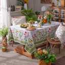 SUTAVIA Butterfly Floral Tablecloth Sunflower Wildflower Waterproof Fabric Embroidery Lace Farmhouse Decor for Spring Summer Home Dining Room Indoor Outdoor Picnic (Green Butterfly, 60"x120")