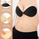 Sticky Bra Push Up - Strapless Adhesive Bras,Invisible Backless Bra,Lift Support for Women (2 Pair) (Black+nude)