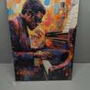 CXHOSTENT Black Jazz Canvas Wall Art Abstract Black Music Painting Prints African American Picture Musical Instruments Artwork for Men Room Decor Framed (Red, 16.00" x 24.00")