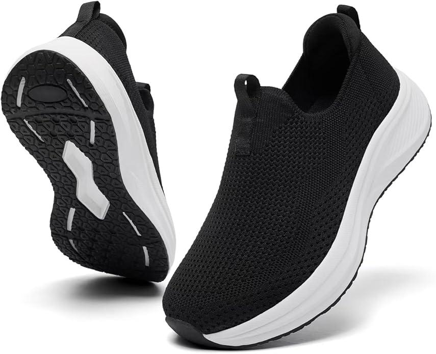 Women's Wide Non-Slip Walking Shoes Lightweight Breathable Sock Sneakers Casual Athletic Tennis Shoes Comfortable Slip On Shoes, 7