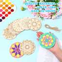 Blosssound 40 Pcs Unfinished Wood Mandala to Paint Wooden Mandala Painting Crafts Diwali Art Slices for Adult to Relax Painting DIY Crafts Ornament Wedding Home Decorations, 4 Inch(Stylish)