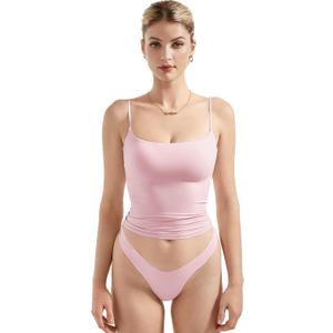 SUUKSESS Women Double Line Square Neck Tank Top Summer Y2K Going Out Basic Cami Shirt (Pink, S)