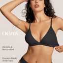 OEAK Womens Comfortable Triangle Bras No Underwire Sexy Plunge Unlined Bralette Pull On Bra Seamless Everyday Tshirt Bras (Black, M)