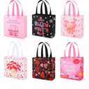 YANGTE Valentine's Day Gift Bags With Handles - 12Pcs Reusable Non-Woven Tote for Kids Classroom Exchange, Party Favor, Wrapping - Goody Bags for Giving