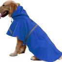 NACOCO Large Dog Raincoat Adjustable Pet Water Proof Clothes Lightweight Rain Jacket Poncho Hoodies with Strip Reflective (XXL, Blue) (2X-Large (Pack of 1))