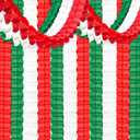 12Pcs Red White and Green Party Decorations, Hanging Paper Streamers Garland for Birthday Wedding Baby Shower Mexican Italian Themed Christmas Party Decorations