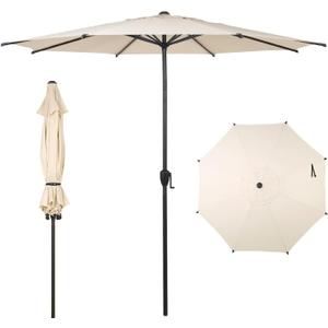 Abba Patio 9FT Lyon Outdoor Patio Umbrella Outdoor Table Umbrella with Push Button Tilt and Crank Market Umbrella 8 Sturdy Ribs UV Protection Waterproof for Garden Deck Backyard Pool Beige
