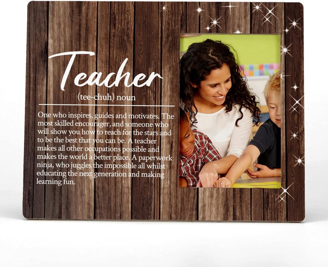 FONDCANYON Inspirational Quote Teacher Definition Picture Photo Frame,Teacher Appreciation Gifts for Women Men,Back to School Retirement Birthday Thank You Gifts for Teachers (4x6 Inch Photo)