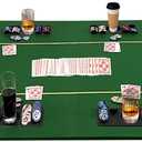 YUZPKRSI 79 x 36 Inch Foldable Poker Table Top, Rectangular Poker Table Topper Green Felt with Chips Tray & Cup Holders, Professional Texas Holdem Poker Mat with Carrying Bag for Card Casino Games