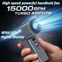 Metal Mini Handheld Fan Portable 1-100 speed 15000RPM with Flashlight & SOS | Personal Portable Mini Hand Held Fan for Travel Camping Beach, Rechargeable Powerful Handheld Turbo Fan,Gifts for Women-Gray