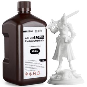 ELEGOO ABS-Like Resin 3.0 Pro, Higher Scratch-Resistance 3D Printing Photopolymer Resin, 405nm UV Resin for MSLA/DLP/LCD Printers Fast Curing High Precision Non-Brittle, White 2000g