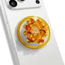 On The Grip 3D Flower Phone Grip MagSafe Compatible - Gold Plated Metal Flower with Crystal Center, Collapsible Stand & Kickstand (Camelia)