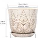 Gepege 10 Inch Plant Pot, Creamy White Ceramic Planter with Drainage Holes and Saucers for Plants Indoor and Outdoor Flower Pot