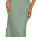 Satin V Neck Maxi Dress for Women Wedding Guest 2026 Summer Formal Elegant Cocktail Sleeveless Long Dresses Backless (Green, XL)