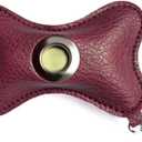 Dog Poop Bag Holder, Portable Bone Shape Leather Pet Waste Pouch Dispenser with Metal Hook for Walking Camping Hiking Running Travel (Wine Red)
