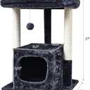 SYANDLVY 27IN Cat Tree for Indoor Cats Large Adult, Modern Activity Tower with Scratching Posts, Condo with Plush Perch, Climbing Stand with Spring Ball for Play, Smoky