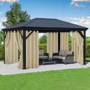 Outdoor Curtains for Patio Waterproof - 8 Panels Privacy Weatherproof Outside Curtains with Grommets for Pergola, Gazebo, Porch, Cabana, Balcony, 54 x 84 Inch, Cream