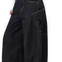 Baggy Jeans for Woman Men High Waisted Barrel Leg Jeans Casual Loose Denim Pants Streetwear Clothes (Small, Black1)