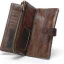 Women's RFID Blocking Genuine Leather Wallet Vintage Hand Rubbing Wallets Organizer | RFID Blocking, Vintage, Hand Rubbing, Organizer