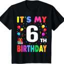 It's My 6th Birthday 6 Six Happy Birthday Boys or Girls T-Shirt, XS