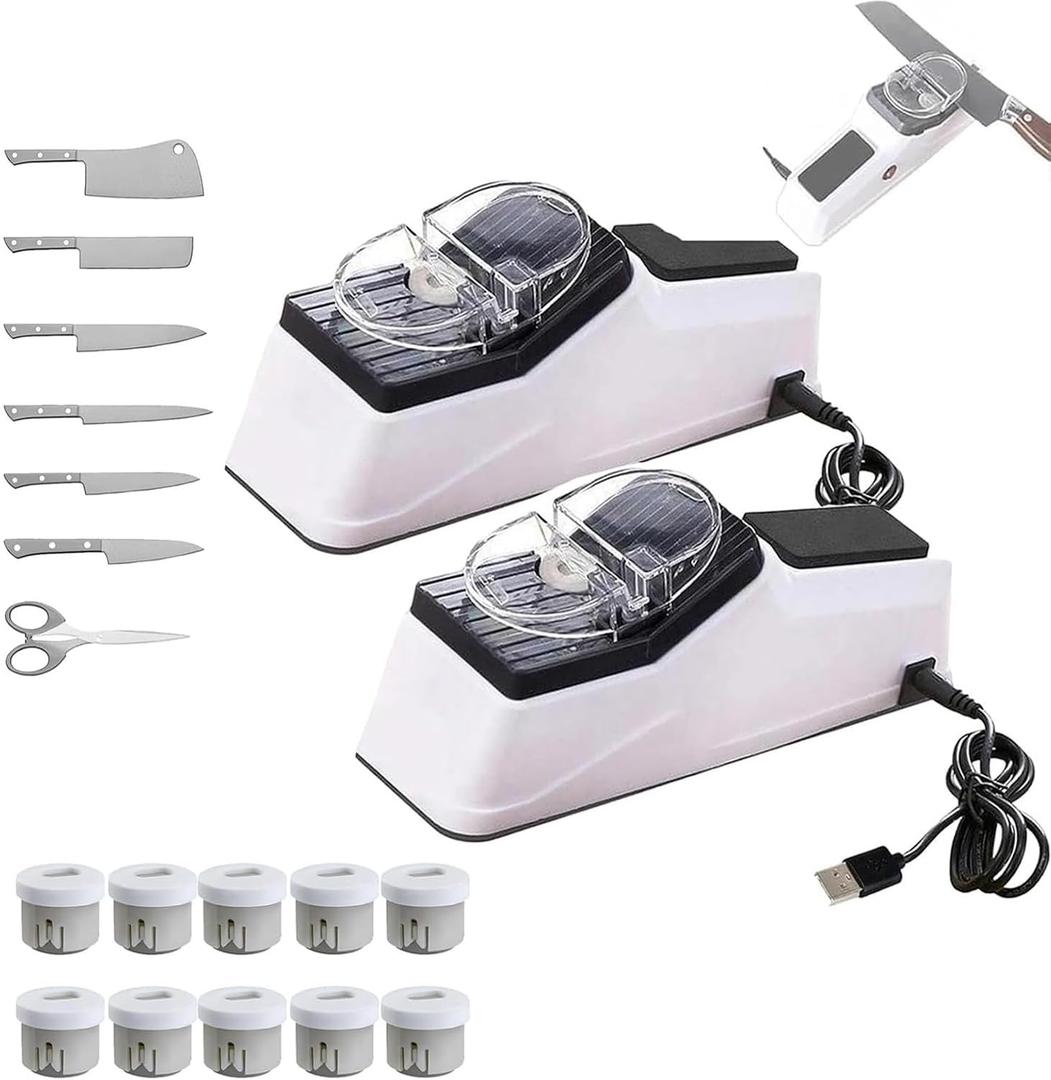 Besynersharp Pro, 2026 New Electric Knife Sharpener for All Kitchen Knives, Double Sided Knife Sharpener with Replacement Grinding Tools, Quick Sharpening & Polishing, Stable Non-Slip Base (2PCS)