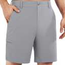 Shallowlulu Men's Golf Shorts 7"/ 10" Stretch Quick Dry Water Resistant Dress Casual Shorts with 6 Pockets Work Hiking Shorts(Silver Grey 36W/10L)